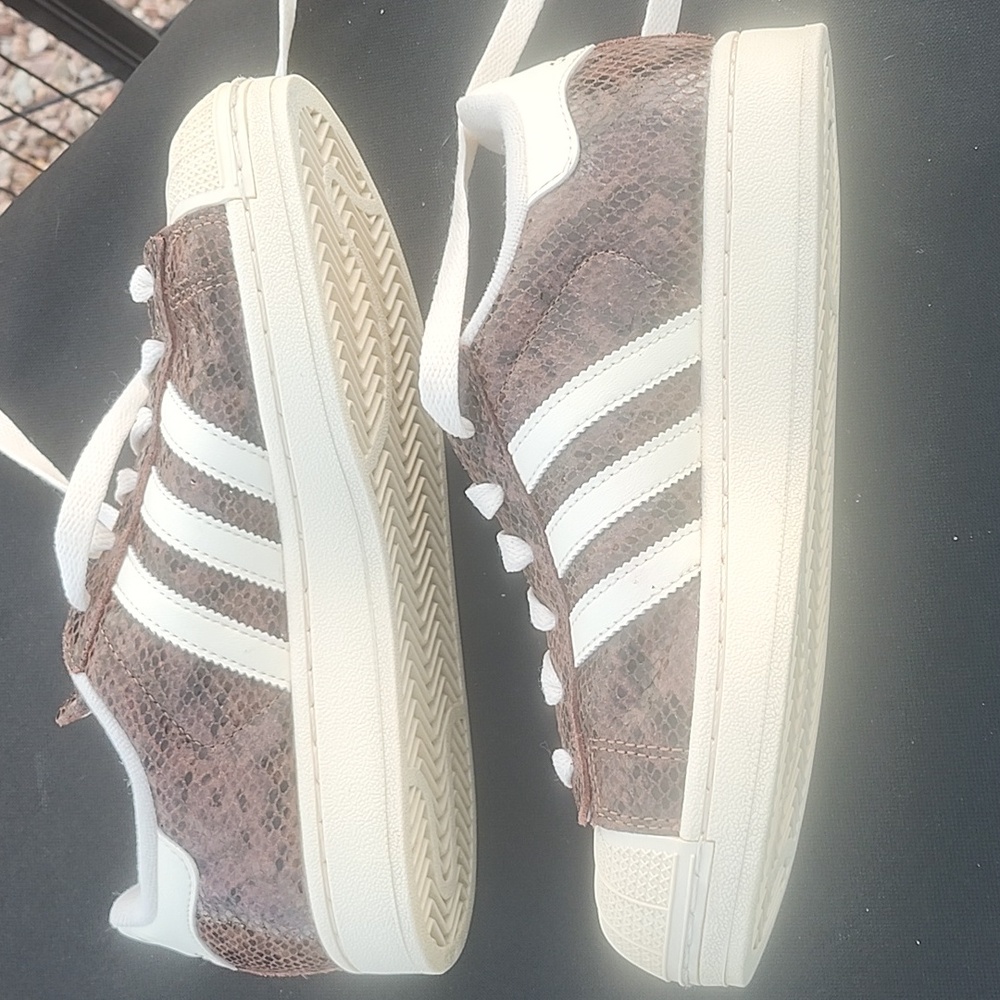 Adidas Superstar II Athletic Shoe Size 6 EUC Brown/Cream/Alumina Brown Snakeskin - Picture 10 of 16